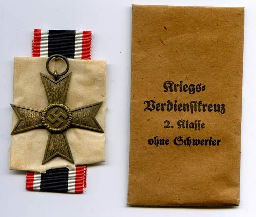 Kriegsverdienstkreuz 2. Klasse ohne Schwerter envelope