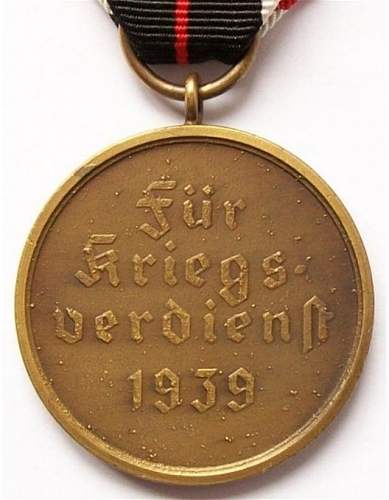 Das Kriegsverdienstkreuz des Jahres 1939.