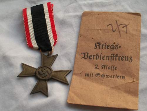 Kriegsverdienstkreuz 2 Klasse with Souval packet.
