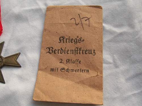 Kriegsverdienstkreuz 2 Klasse with Souval packet.