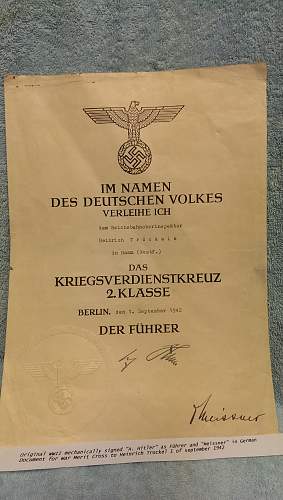KvK 2.Klasse mit Schwertern / Award Doc - Steinhauer &amp; Luck