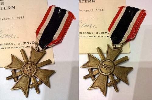 Kriegsverdienstkreuz with swords &amp; document