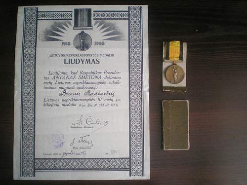 Lithuania's independence medal.