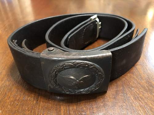 WW2 German Luftwaffe EM Buckle &amp; Belt B&amp;N-41 UNIT MARKED