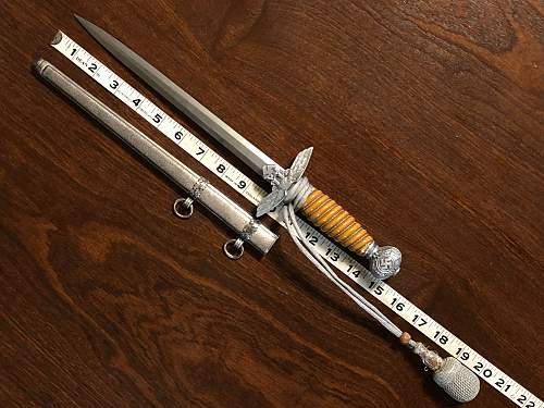 WW2 German Luftwaffe 2nd Pattern Dress Dagger &amp; Scabbard F W Holler - Parts Or Repro?