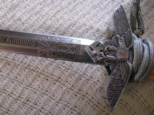 Luftwaffe 2nd model dagger with engraved blade