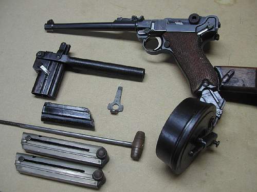 WWI “unit marked” LP08  (Artillery Luger) …with lots of other stuff.