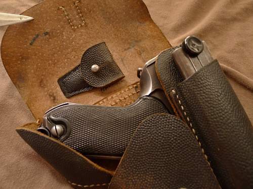 Quite the Holy Grail Late War Pebbled Pigskin Soft Shell &quot;Breakaway&quot; Polizei P.08 Luger Holster!!!