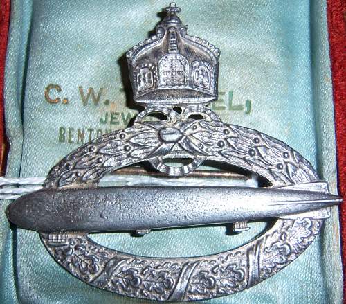 WW1 and Post-War German Imperial Air Ship Badges in Sterling Silver
