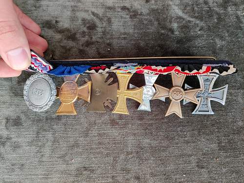 Medals on a bar from ww1 and 2