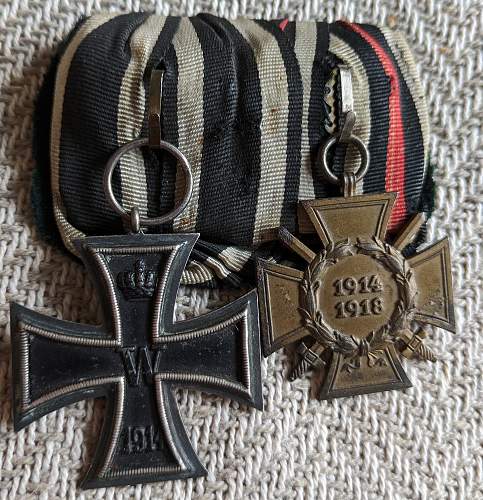 Court Mounted Eisernes kreuz 2. klasse 1914 und Ehrenkreuz des Weltkrieges 1914/1918