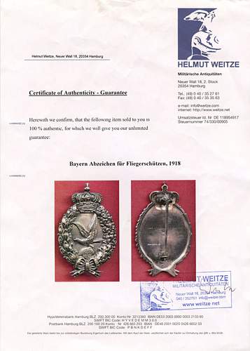 Bavarian Air Gunner Badge - an opinion or two would be gratefully be received