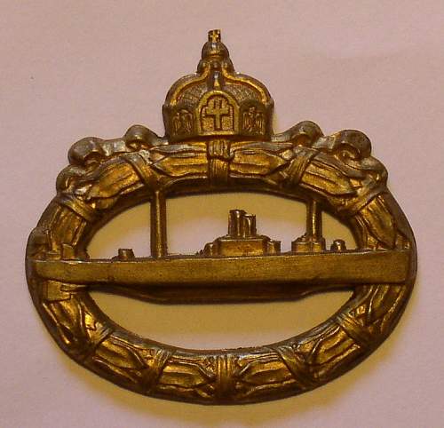 U boat WW1 badge with no pin - is it genuine??