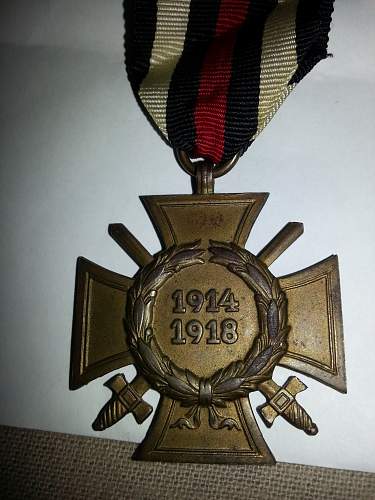 WW1 German honour cross with swords.