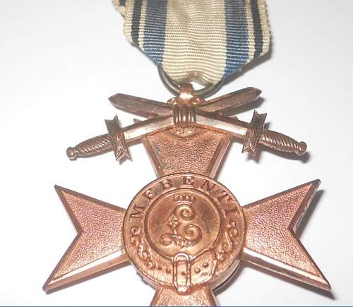 Bavarian Merit Cross Medal 3rd class with swords