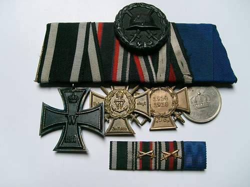 Medal bar-EK2-Marine Korps cross-9yr service-hindenburg