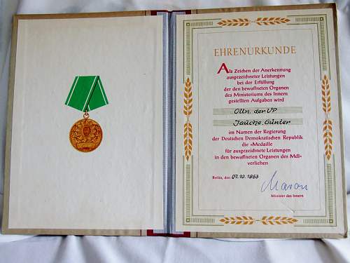 DDR MDI medal with Urkunde