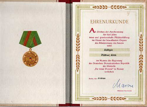 Medaille fur treue Dienste in dem bewaffneten Organen der Ministerium des Innern