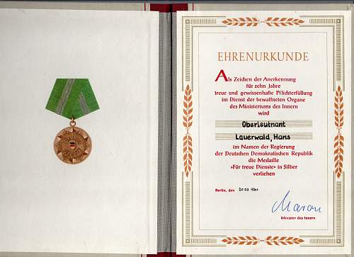 Medaille fur treue Dienste in dem bewaffneten Organen der Ministerium des Innern