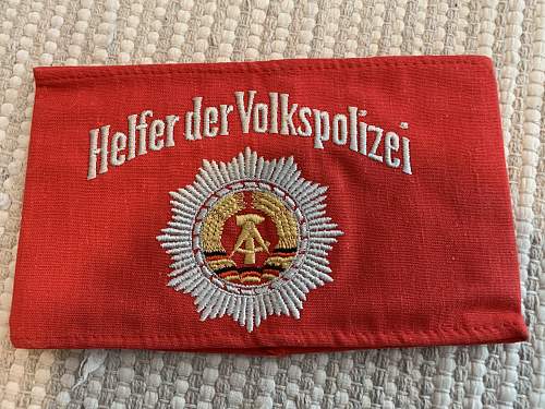 Helfer der Volkspolizei Armband and pin original?