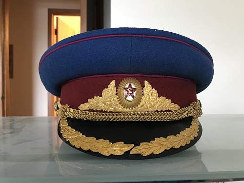 Zhukov MGB Officer Parade Cap with NKVD colors?