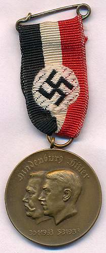 Hindenburg Hitler election medal 1933