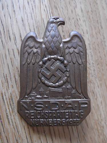 REICHSPARTEITAG NÜRNBERG 1933 badge