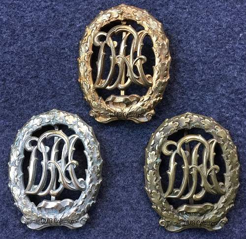 DRA Sportsbadge x3 Gold, Silver, Bronze