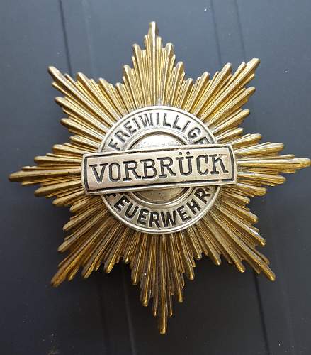 Freiwillige Feuerwehr Vorbruck Cap Badge for Fireman in the City of Vorbruck