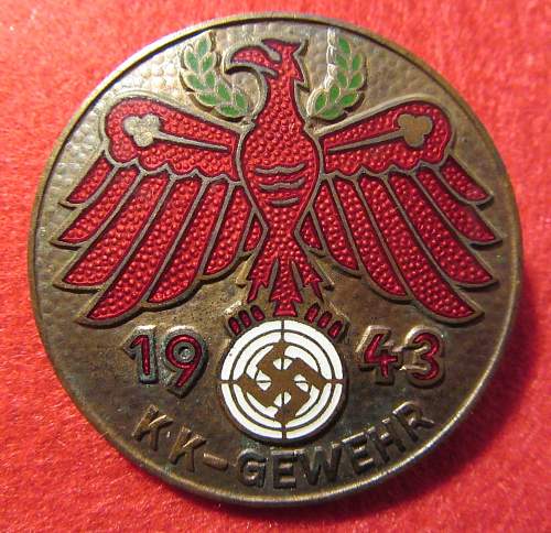 1943 Tirol shooting badge in bronze - KK Gewehr