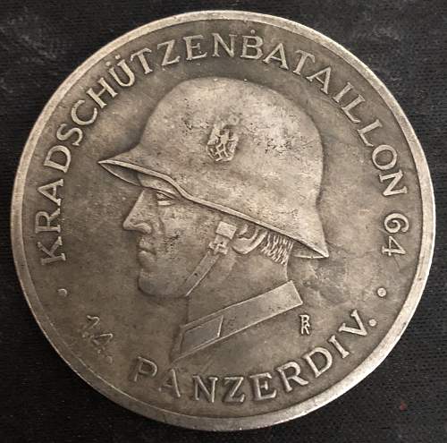 Original or fake? 64th Motorcycle Battalion 14th Panzer Division medal.
