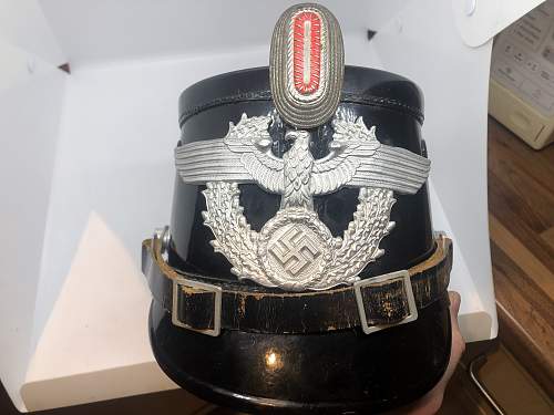 WW2 German Police Shako Black w/ Liner &amp; Chinstrap