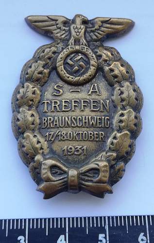 SA Treffen Braunschweig 1931 rally badge