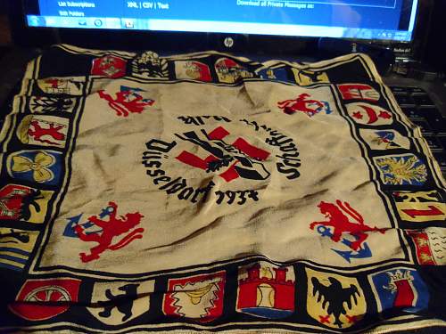 Souvenir German work party handkerchief- Dusseldorf, 1937: Any info appreciated