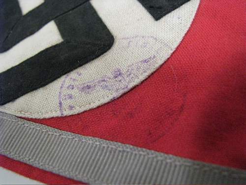 Unusual armband with nsdap acceptance stamp overlaying the nazi cross ?