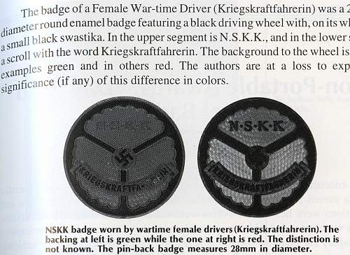 NSKK Kriegskraftfahrerin Badge.......repro?