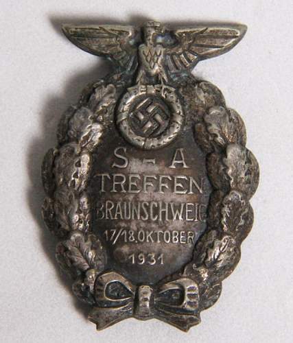 SA Treffen Braunschweig 1931 rally badge