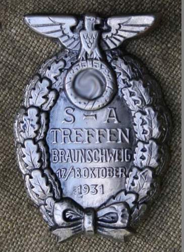 SA Treffen Braunschweig 1931 rally badge