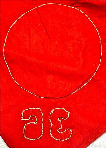 Red Bandana (Kerchief, Headcover) with Blue Eagle on White Circle; '36' in White