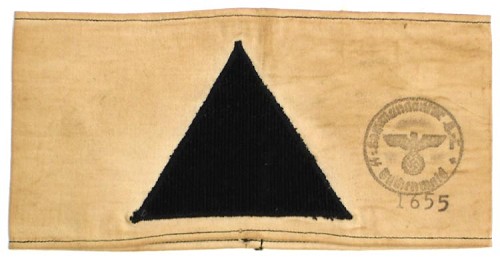 Need help with I.D. of stamps on black triangle armband