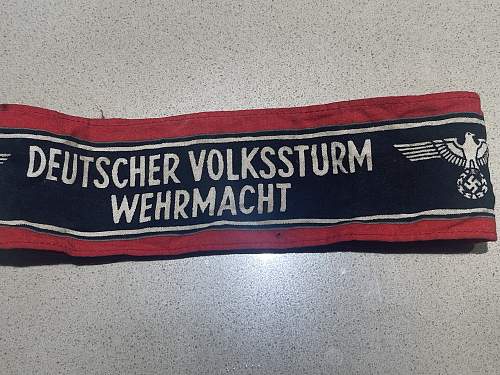 Assistance with Deutscher Volkssturm Wehrmacht armband.