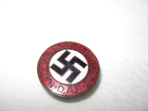 Two party badges with button hole attachment , original or fakes  ??