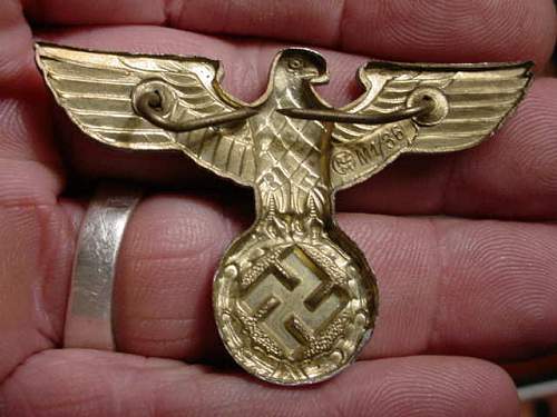 Nsdap cap badges one gold one aluminum,info needed