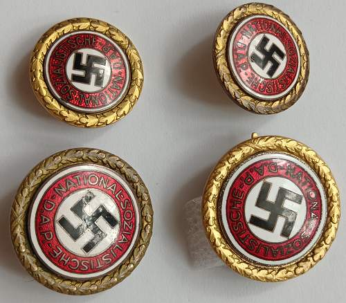 Early golden party badges