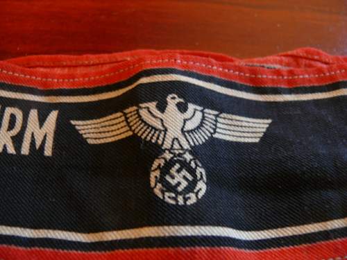 NSDAP pin and Volksturm armband