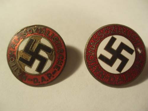 NSDAP Party membership badges and SS Stick Pin Opinions