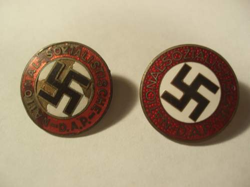 NSDAP Party membership badges and SS Stick Pin Opinions