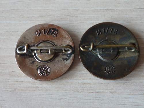 Two early Party badges ,  ges. gesch.  , original or fake  ?