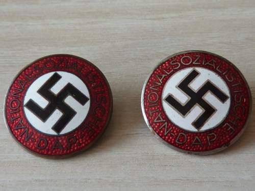 Two early Party badges ,  ges. gesch.  , original or fake  ?