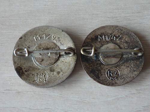 Two early Party badges ,  ges. gesch.  , original or fake  ?